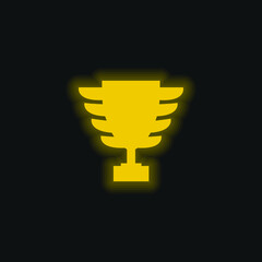 Wall Mural - Award Trophy Shape yellow glowing neon icon