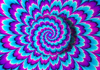 Wall Mural - blue background with growing sphere. optical expansion illusion.
