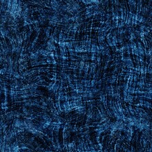Seamless Indigo Block Print Texture On Navy Blue Woven Effect Background. Japanese Style Washed Denim Batik Resist Pattern. Worn Masculine Cloth Print Swatch.