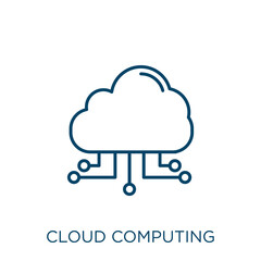 Wall Mural - cloud computing icon. Thin linear cloud computing outline icon isolated on white background. Line vector cloud computing sign, symbol for web and mobile.