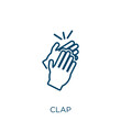 clap icon. Thin linear clap outline icon isolated on white background. Line vector clap sign, symbol for web and mobile.