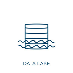 data lake icon. Thin linear data lake outline icon isolated on white background. Line vector data lake sign, symbol for web and mobile.