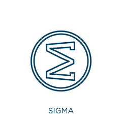 sigma icon. Thin linear sigma outline icon isolated on white background. Line vector sigma sign, symbol for web and mobile.