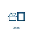lobby icon. Thin linear lobby outline icon isolated on white background. Line vector lobby sign, symbol for web and mobile.