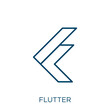 flutter icon. Thin linear flutter outline icon isolated on white background. Line vector flutter sign, symbol for web and mobile.