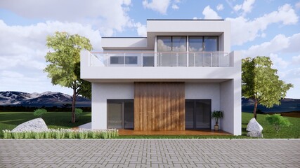 modern house with garden