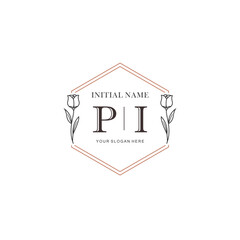 PI Hand drawn wedding monogram logo