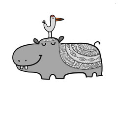 Poster - Hippopotamus, cute hippo character for your design