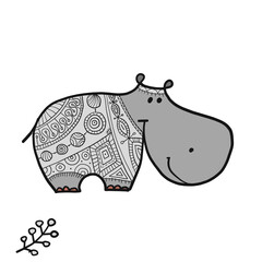 Poster - Hippopotamus, cute hippo character for your design