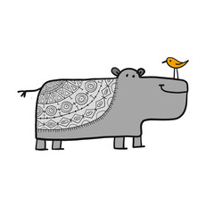 Poster - Hippopotamus, cute hippo character for your design