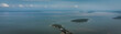Partly panoramic view of Brunei Bay towards the longest bridge in Brunei Darussalam that has just been recently built and officially opened for public use from Serasa Beach.