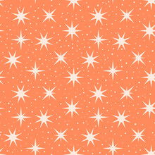 Pink And Orange Seamless Pattern With Stars.
