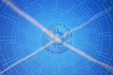 Cross From Contrails And A Technology Pattern With A Blue Bitcoin