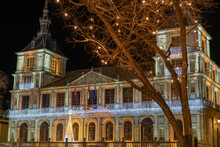Beautiful Night View Of Toledo City Hall With Christmas Decorations