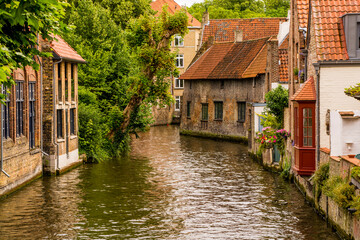 Wall Mural - Canal scene, Bruges, West Flanders, Belgium.