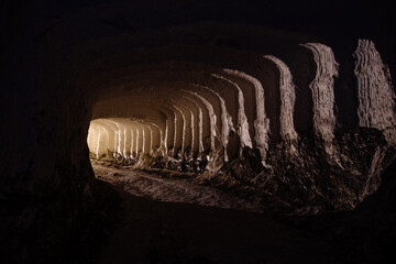 Poster - Chalky mine tunnel with traces of drilling machine, Belgorod, Russia