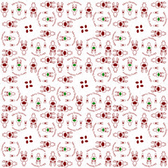 Canvas Print - Christmas pattern background with reindeer.