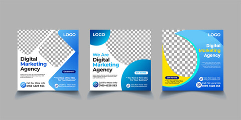 Wall Mural - Digital Marketing Social Media Post Banner Design Template