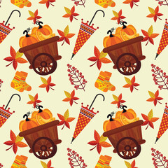 Wall Mural - autumn cute seamless vector design