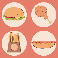 Wall Mural - icons fast food