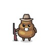 poop hunter mascot holding a gun