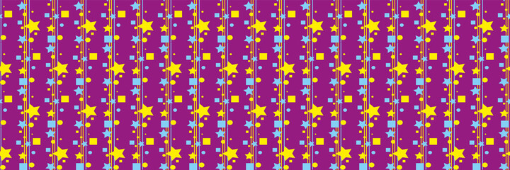 Sticker - Beautiful background pattern with bright decorative ornaments on a purple background for your design projects, seamless pattern, wallpaper textures with flat design. Vector illustration