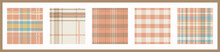 Gender Neutral Seamless Plaid Vector Pattern Collection. Gingham Baby Color Checker Background Set. Woven Tweed All Over Print. 