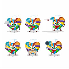 Canvas Print - Cartoon character of rainbow love twirl candy with various chef emoticons