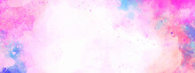 Abstract Colorful And Violet Rainbow Pastel Unicorn Girly Watercolor On Paper  Background With Splashes On A Paper Victor