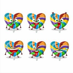 Canvas Print - Cartoon character of rainbow love twirl candy with smile expression