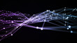 デジタルテクノロジーのイメージ。青のワイヤーフレーム、パーティクル。
