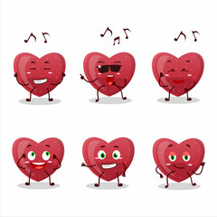 Wall Mural - An image of red love gummy candy dancer cartoon character enjoying the music