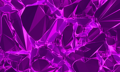 3D abstract purple amethyst. Crystal background.