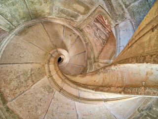 Poster - Portugal. Spiral staircase at he Convent of the Order of Christ (Convento de Cristo)