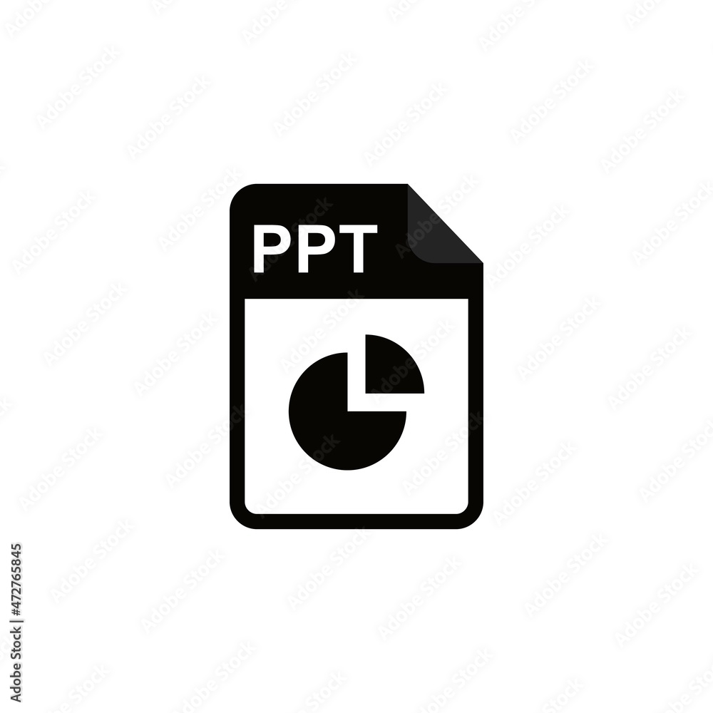 black color icon - PPT File types icon - vector art and illustration ...