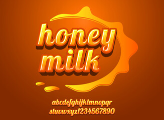 Wall Mural - fresh honey milk with honey splash text effect for for product labels	
