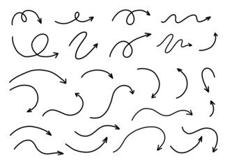 Wall Mural - hand drawn arrows set. vector line doodles isolated on white.