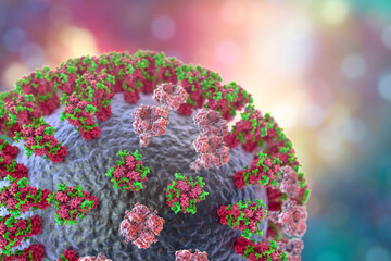 Poster - Flu virus, close-up view, 3D illustration