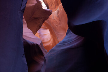 Canvas Print - USA, Arizona. Colorful sandstone erosion of lower Antelope Canyon near Lake Powell