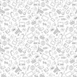 © Zagory - Seamless pattern on the theme of online shopping and Internet shops, dark contour icons on white background