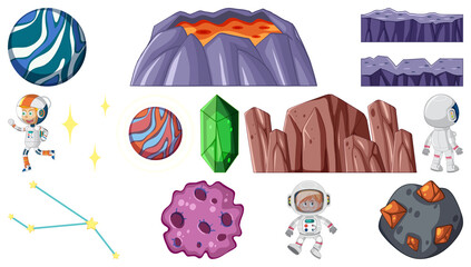 Wall Mural - set of isolated fantasy space objects