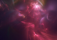 Abstract Red Fractal Art Background, Perhaps Suggestive Of Smoke, Aurora, Gas, Plasma, Nebula.