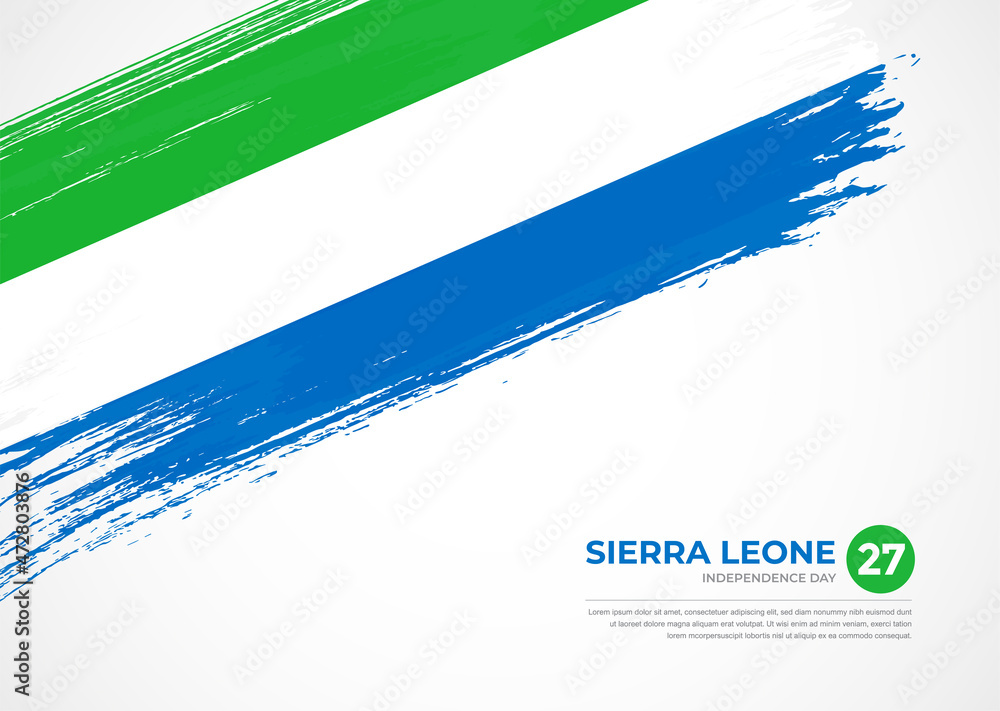 Flag of Sierra Leone with creative painted brush stroke texture ...