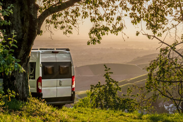 campervan in the vineyards