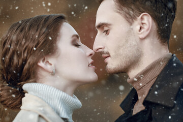 Poster - kiss on a snowy day