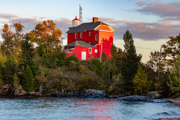 Wall Mural - Lighthouse on Lake Superior in Marquette, Michigan, USA