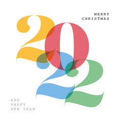 Wall Mural - minimalistic happy new year card template with colorful numbers