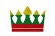 Bright glitter crown in colors of national flag on white background. Lithuania
