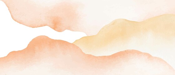 Wall Mural - Beige, blush, orange, earthy watercolor fluid painting vector background design. Abstarct hills, mountains. Dusty pastel