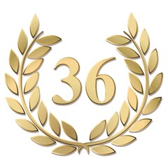 Wall Mural - 3D gold laurel wreath 36 vector isolated on a white background	